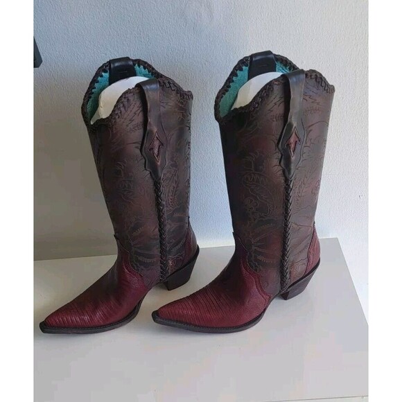 Corral Women's Faded Burgundy Lizard Western Cowgirl Boots Size 8M - Picture 4 of 13